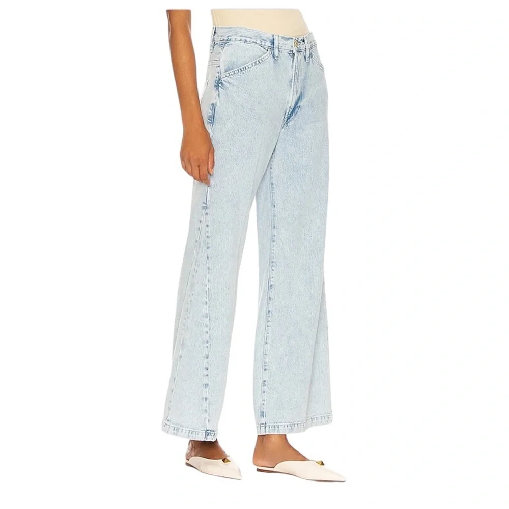 Frame Denim Light Wash Wide Leg Jeans - Light Blue - Picture 2 of 9